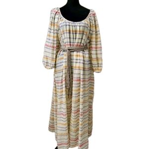 Zara Bohemian Striped Cream Maxi Dress-XS (Oversized)